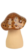 Speckled top stoneware mushroom with reactive glaze