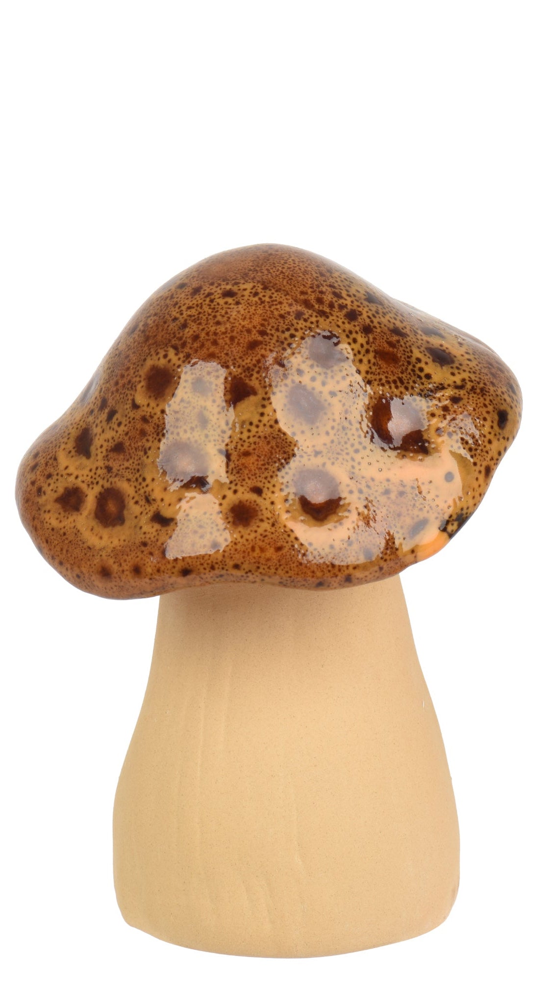 Speckled top stoneware mushroom with reactive glaze
