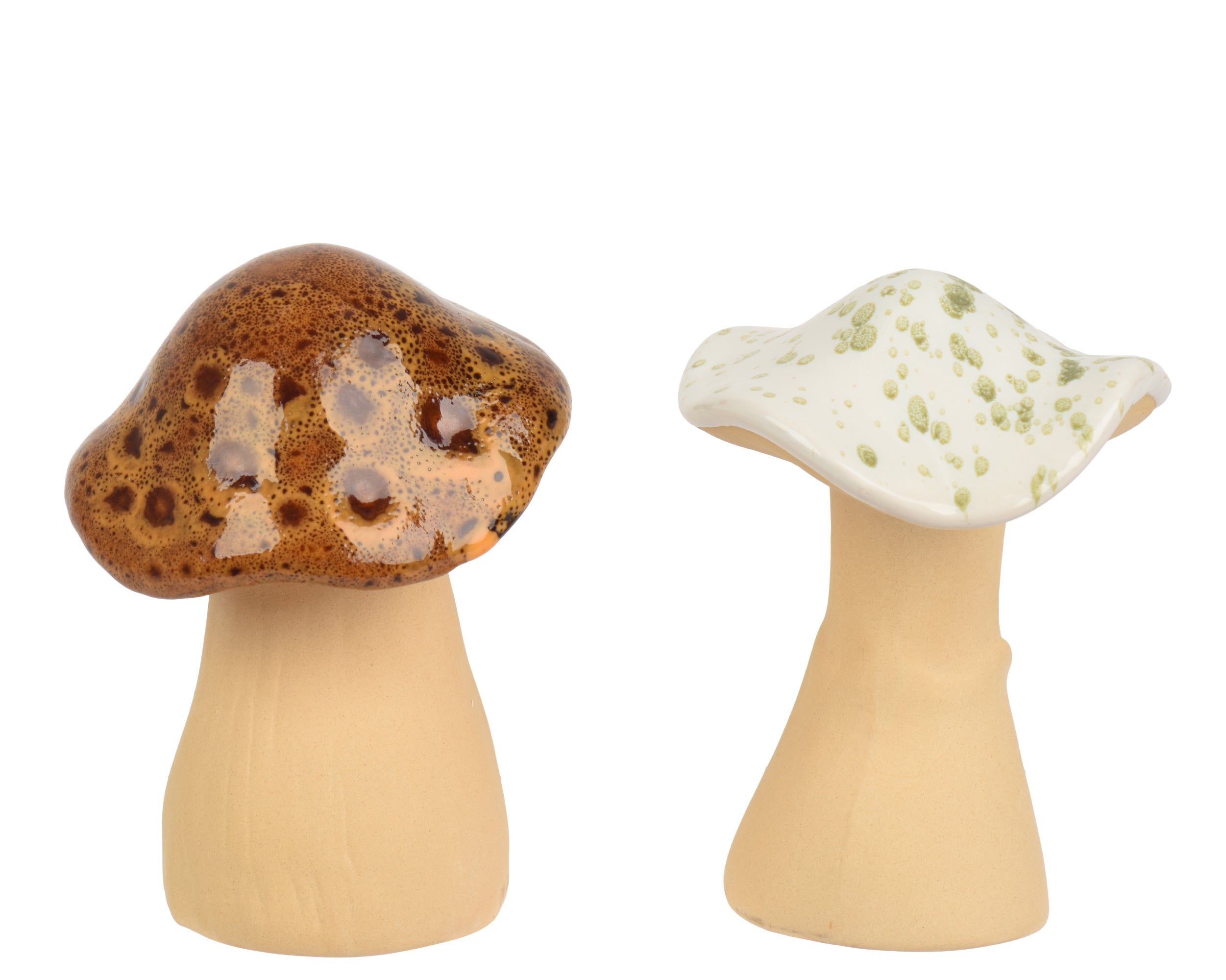 Speckled top stoneware mushroom with reactive glaze