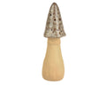 Speckled grey top stoneware mushroom in reactive glaze