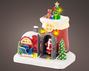 Santa boot shaped house light up scene