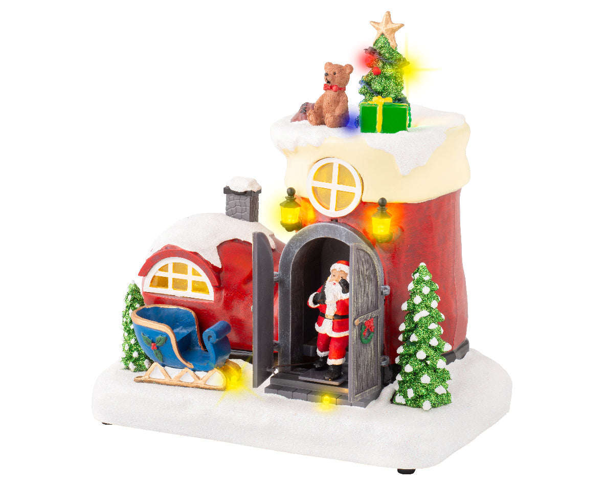 Santa boot shaped house light up scene