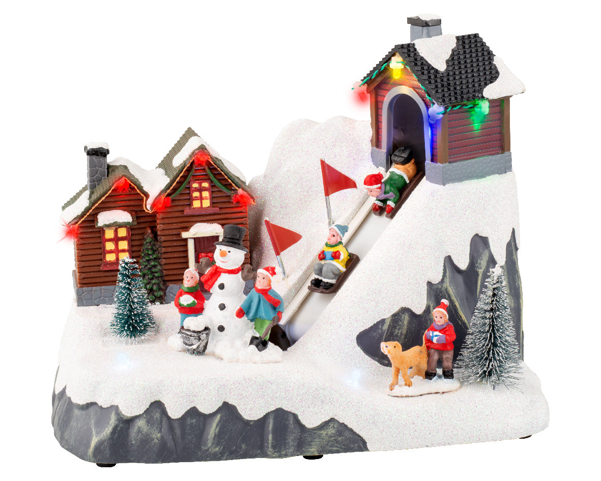 Snowman and sleigh light up scene