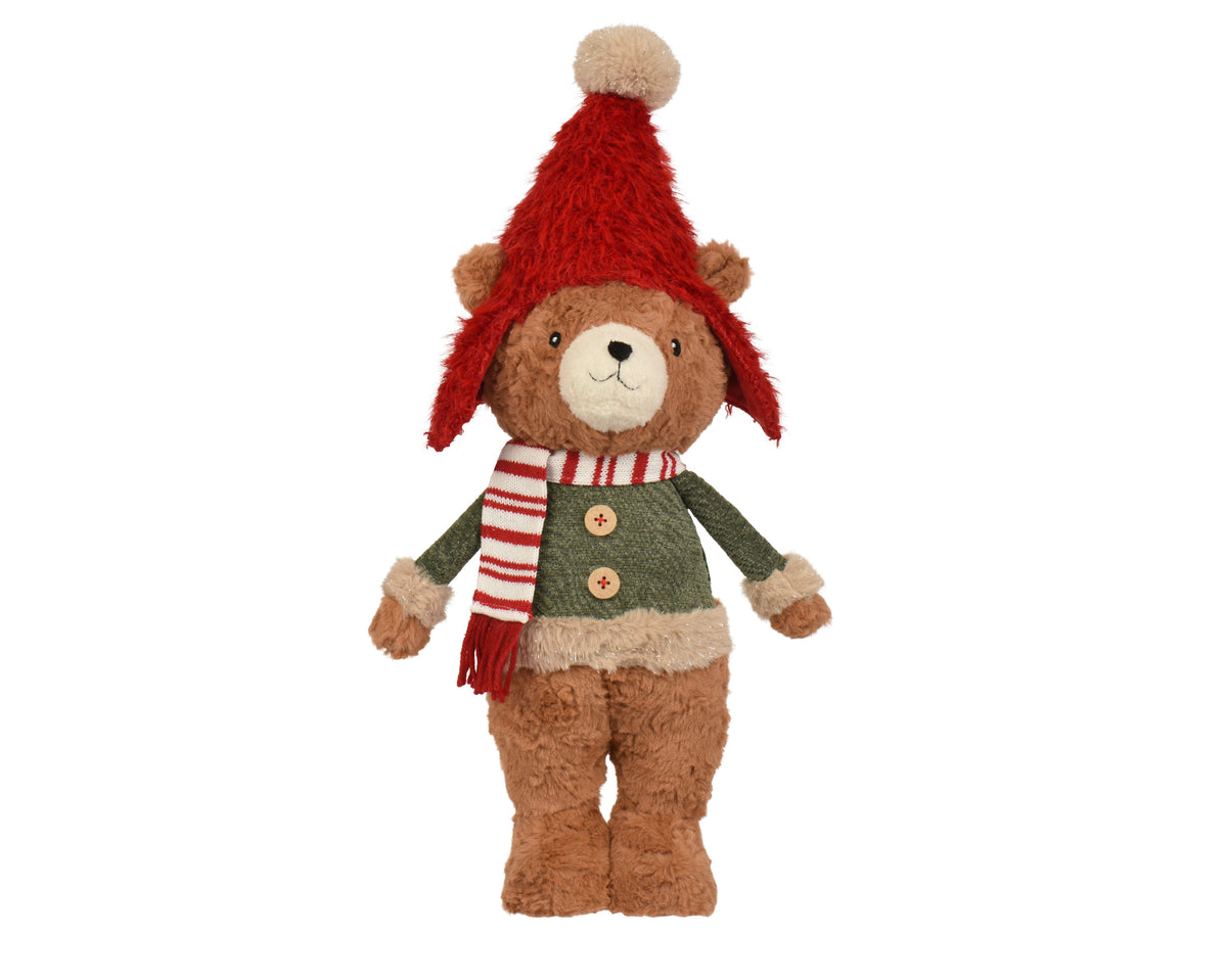 Cute Christmas bear with woolly hat (52cmH)