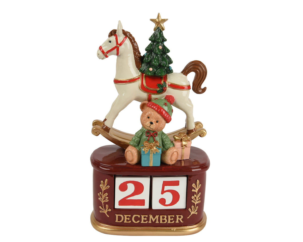 Christmas calendar with rocking horse & bear