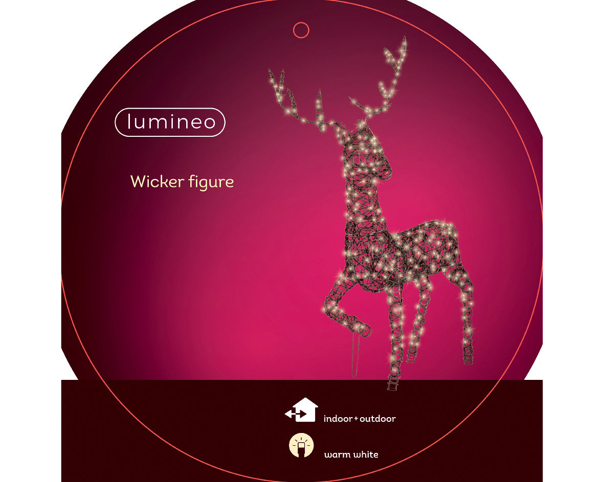 Light up outdoor LED wicker reindeer (99cmH)