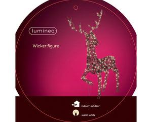 Light up outdoor LED wicker reindeer (99cmH)