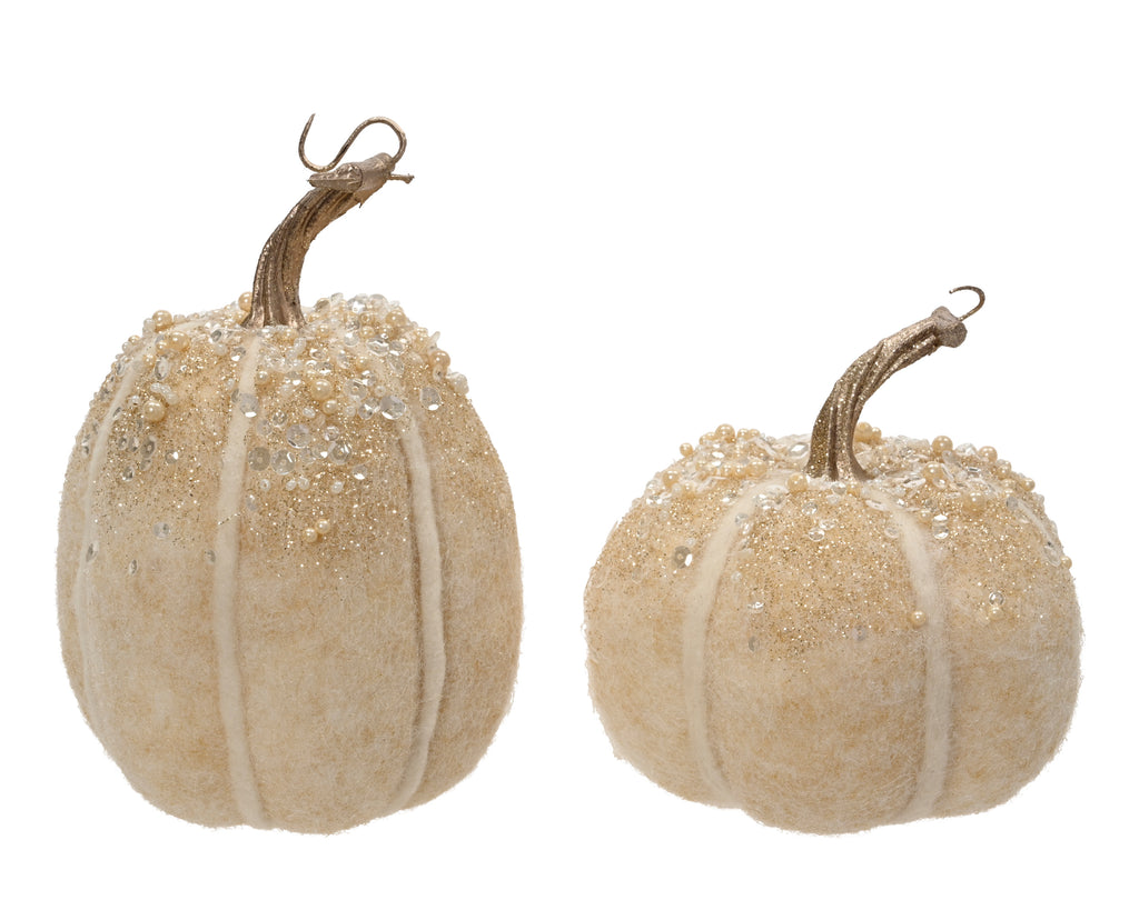 Winter white sequin felt pumpkin