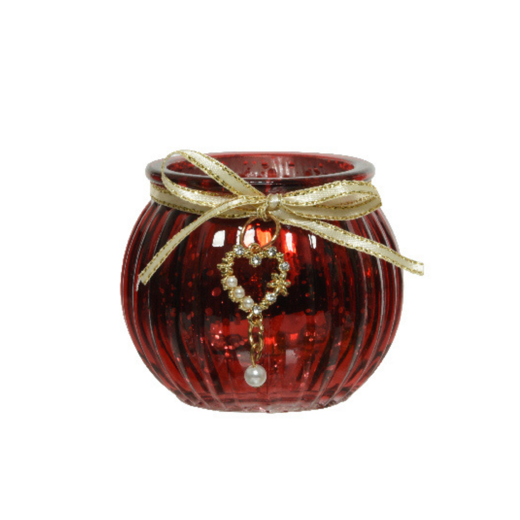 Glass antique style tealight holder with charm detail (5 Styles)