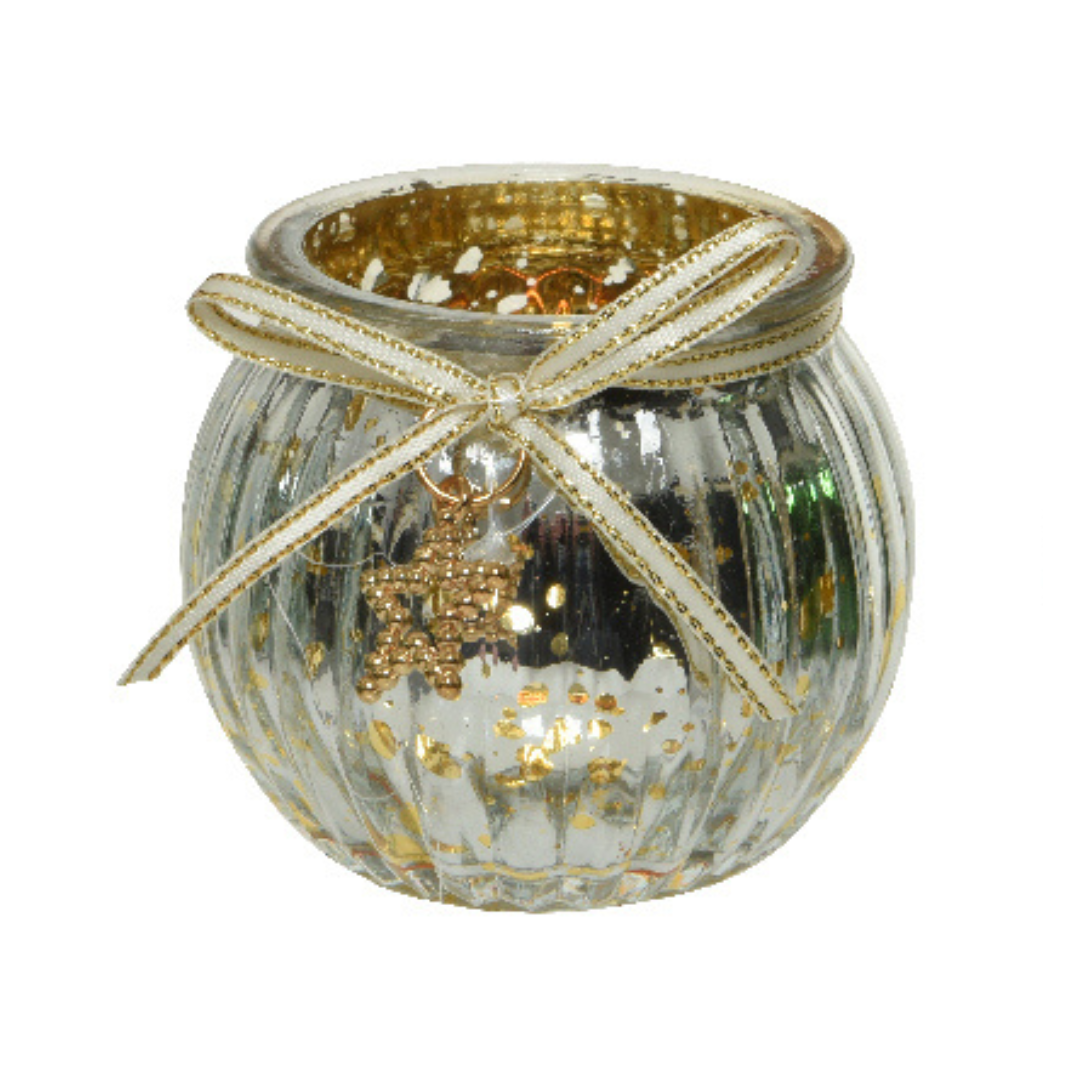 Glass antique style tealight holder with charm detail (5 Styles)