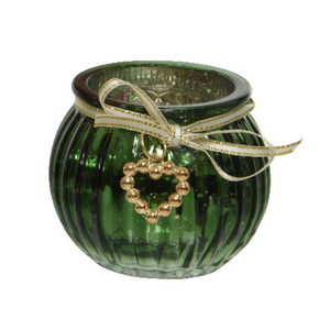 Glass antique style tealight holder with charm detail (5 Styles)