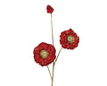 Christmas red & gold Zinnia spray with glitter edge