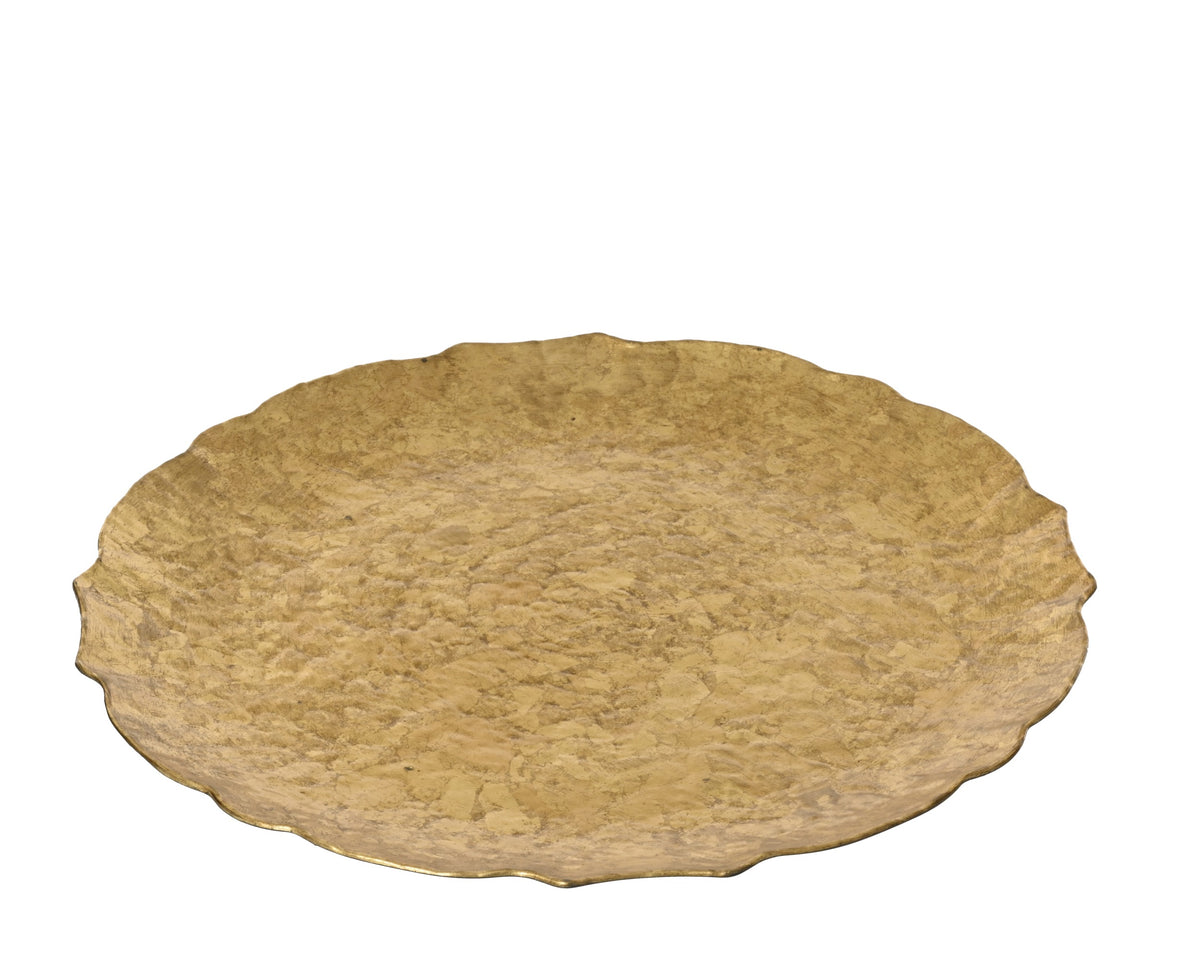 Gold hammered round decorative plate