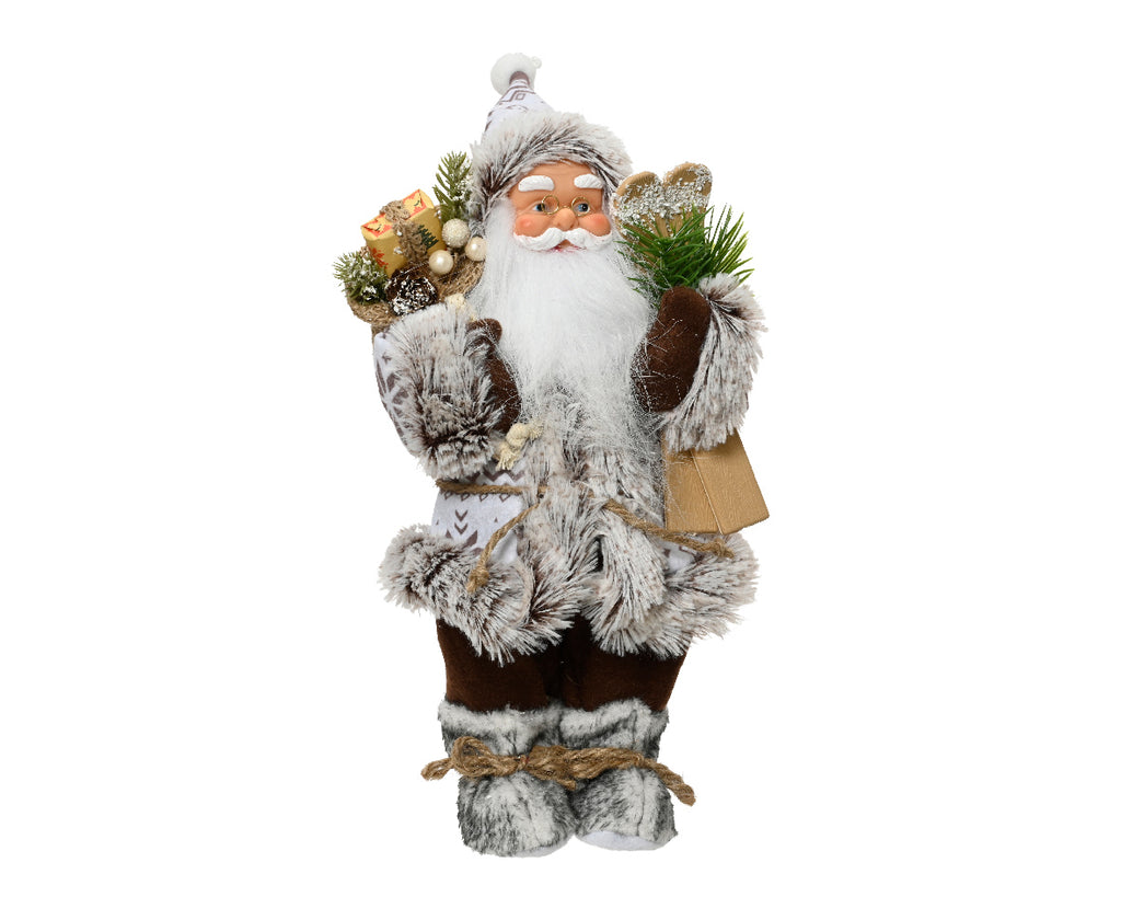 Scandi-style Santa with grey fur trim (30cmH)