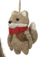 Woollen woodland animals hanging decs