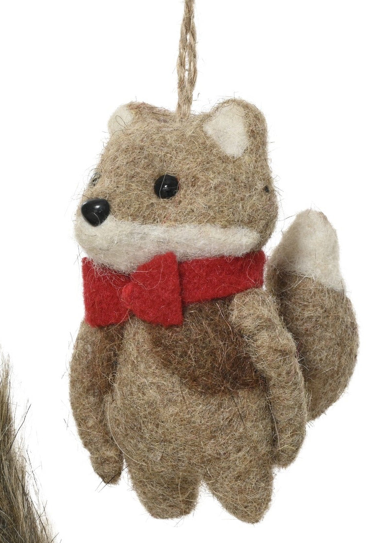 Woollen woodland animals hanging decs