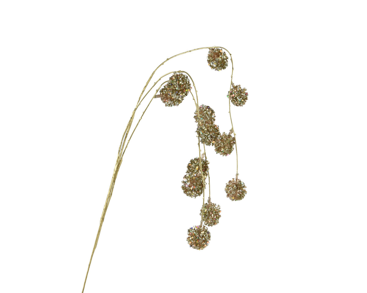 Gold tinsel ball spray