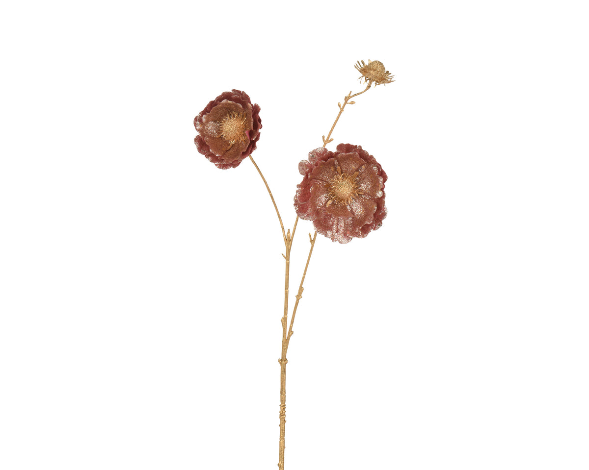 Pink & gold shimmer poppy spray