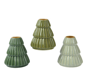 Green glaze Christmas tree shaped candle holder (3 Styles)