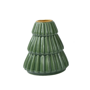 Green glaze Christmas tree shaped candle holder (3 Styles)