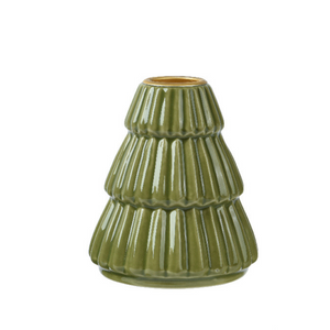 Green glaze Christmas tree shaped candle holder (3 Styles)