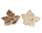 Faux fur glitter & sequin poinsettia clip