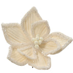 Faux fur glitter & sequin poinsettia clip