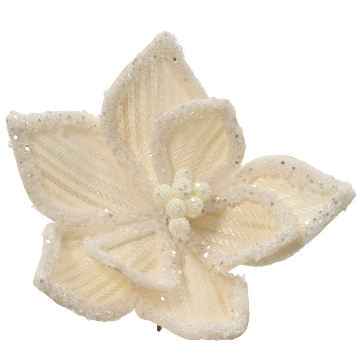 Faux fur glitter & sequin poinsettia clip