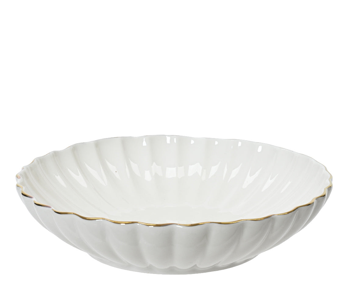 Porcelain corolla design bowl with gold edging