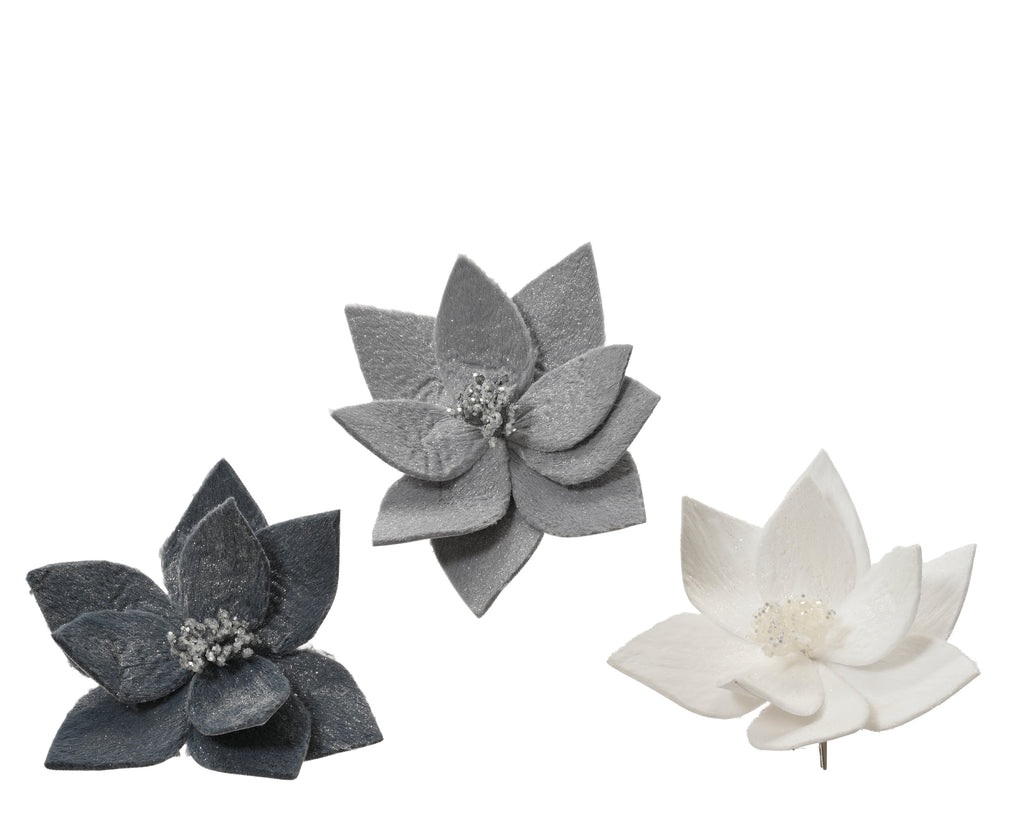 Faux fur glitter poinsettia clip