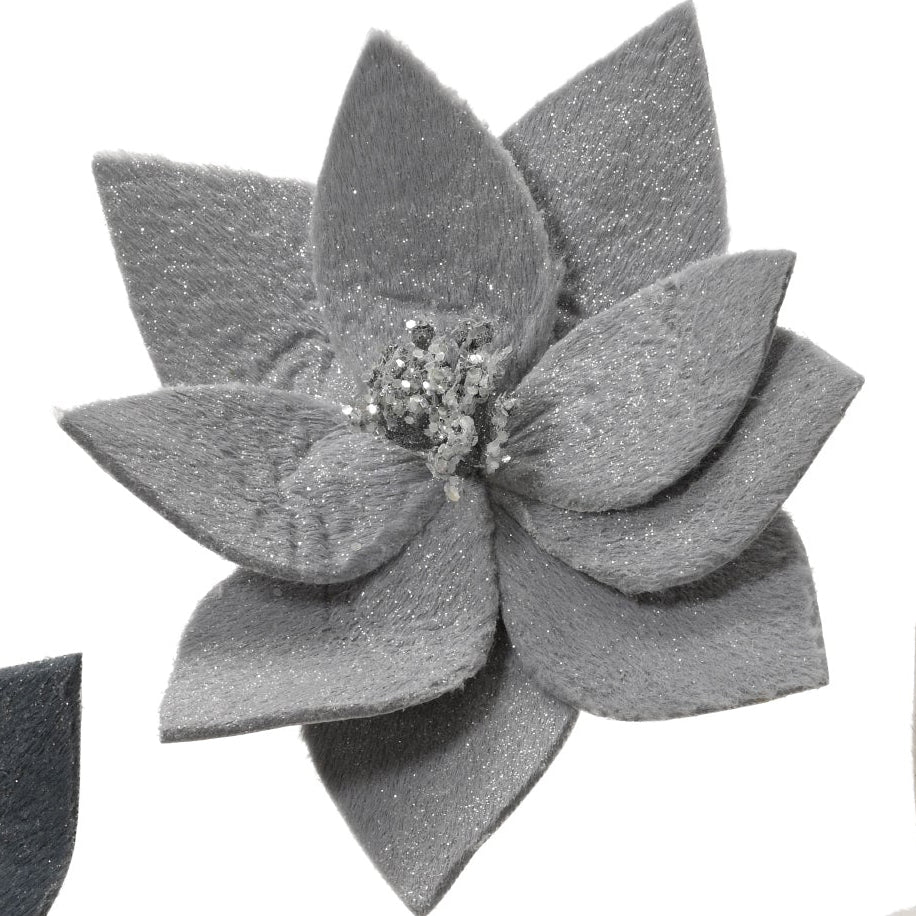 Faux fur glitter poinsettia clip