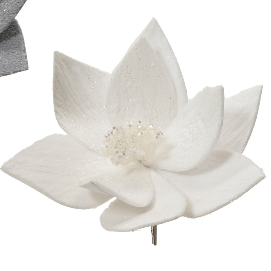 Faux fur glitter poinsettia clip