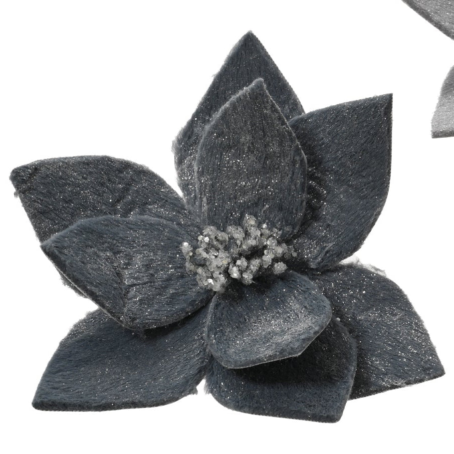 Faux fur glitter poinsettia clip