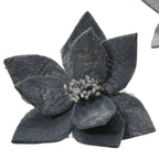 Faux fur glitter poinsettia clip