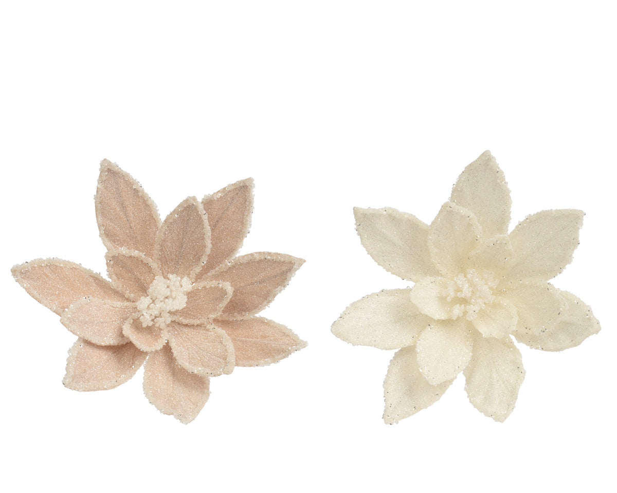 Velvet glitter poinsettia flower clip