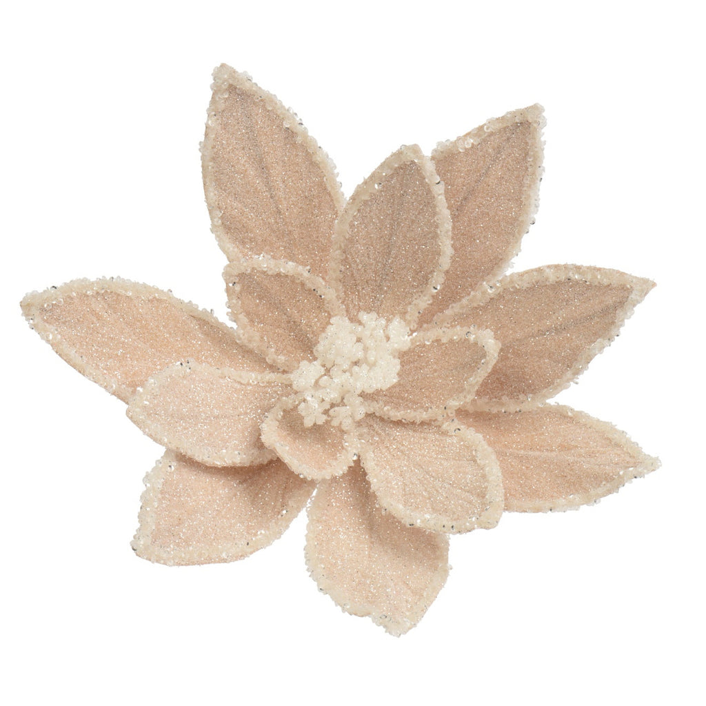 Velvet glitter poinsettia flower clip