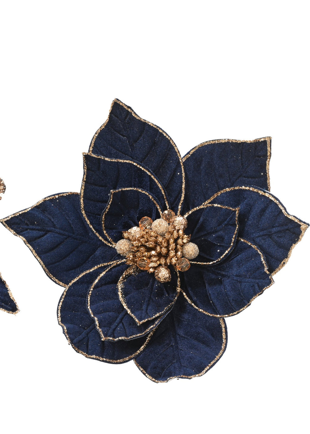 Blue velvet & sequin poinsettia flower clip