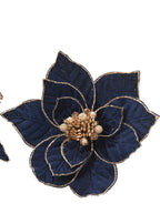 Blue velvet & sequin poinsettia flower clip