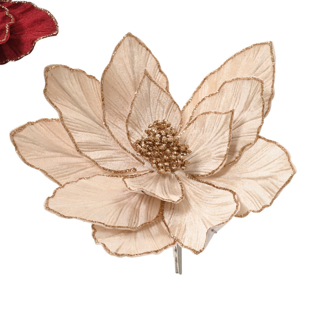 Rich velvet poinsettia flower clip