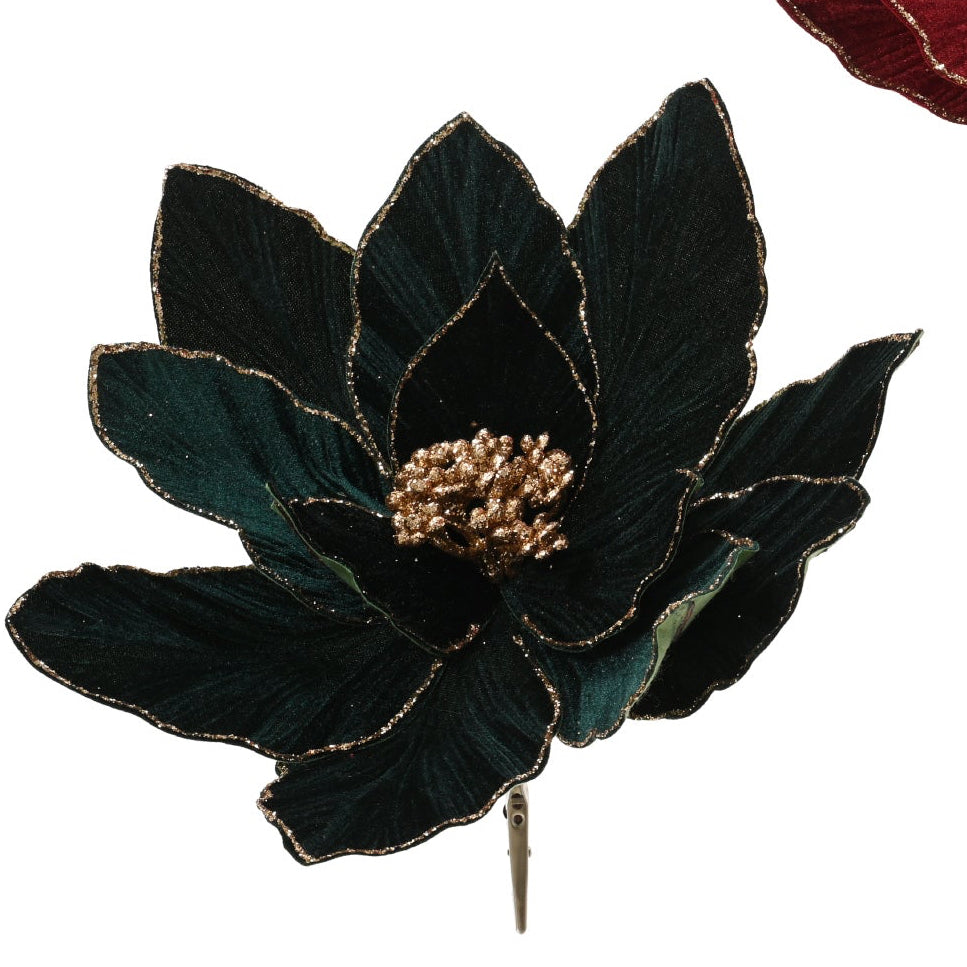 Rich velvet poinsettia flower clip