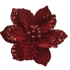 Velvet glitter & sequin poinsettia clip on