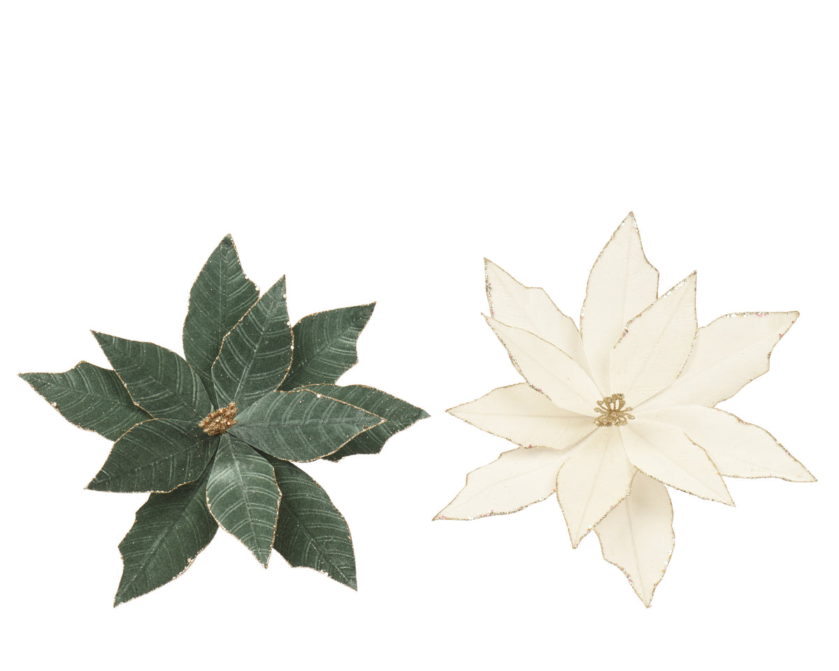 Velvet poinsettia flower clip