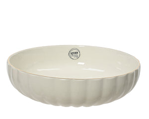 Large porcelain corolla design bowl with gold edging