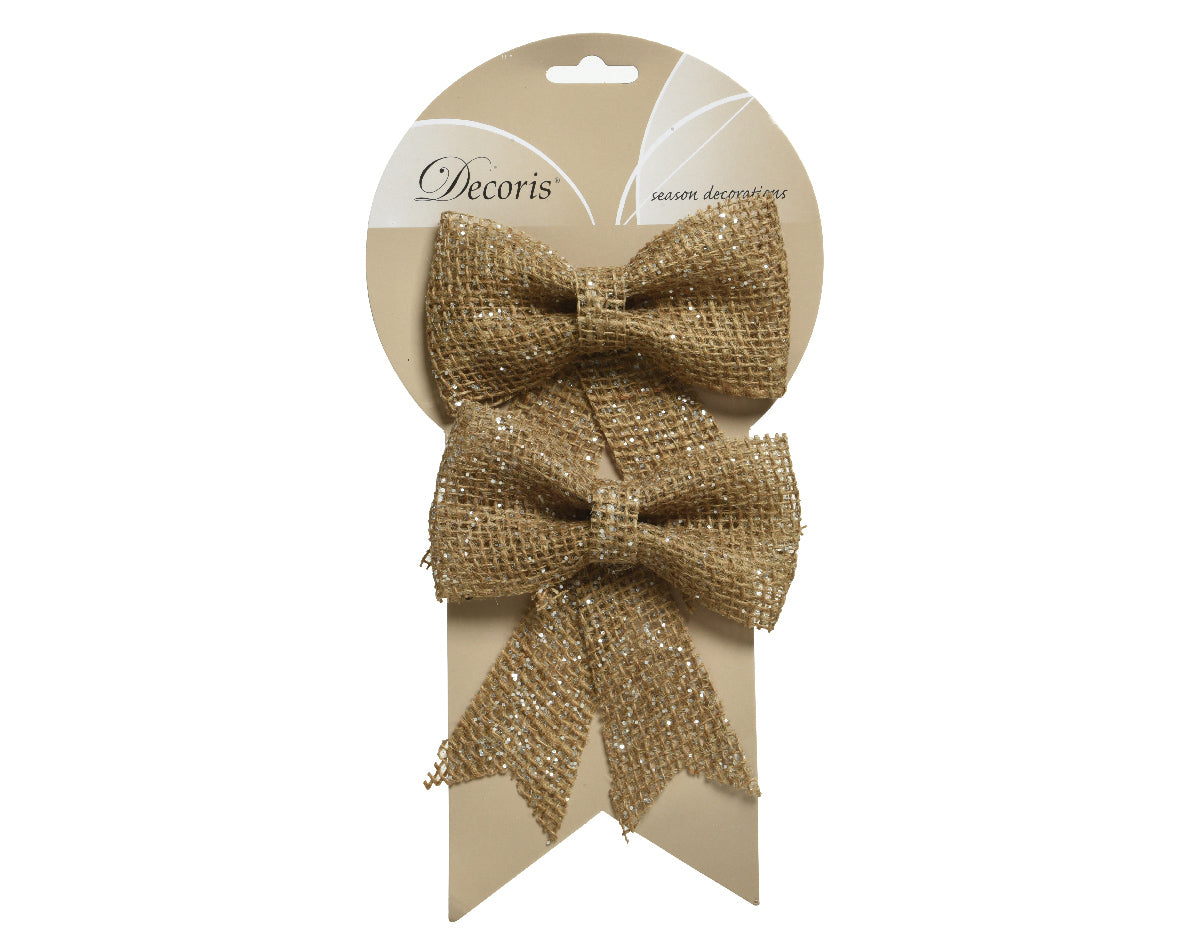 2 pack jute bows with subtle glitter design