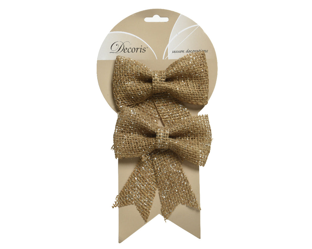 2 pack jute bows with subtle glitter design