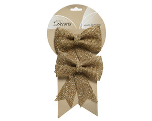 2 pack jute bows with subtle glitter design