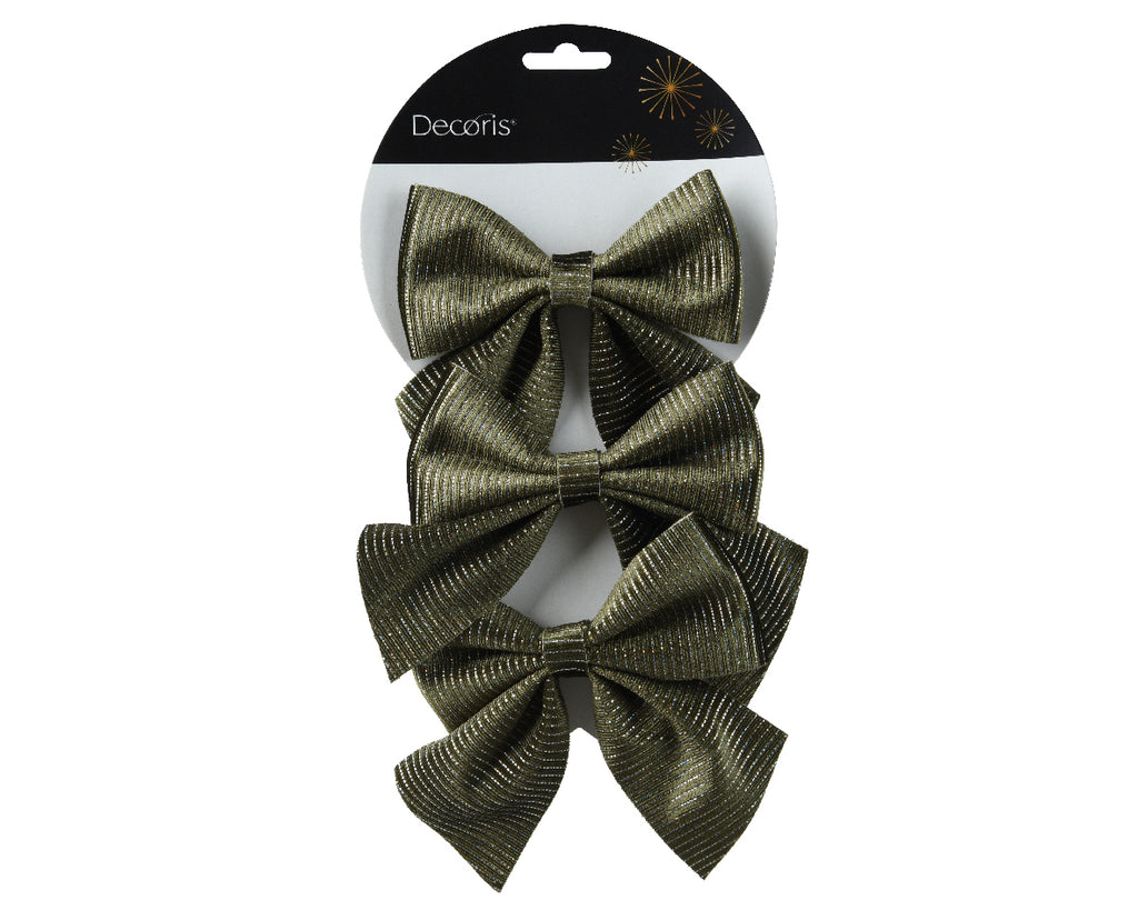 3 pack green bows with subtle gold detail