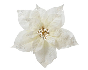 White poinsettia flower clip