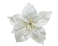 White poinsettia flower clip with glitter finish