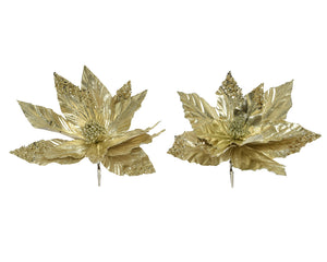 Gold poinsettia clip (2 styles)